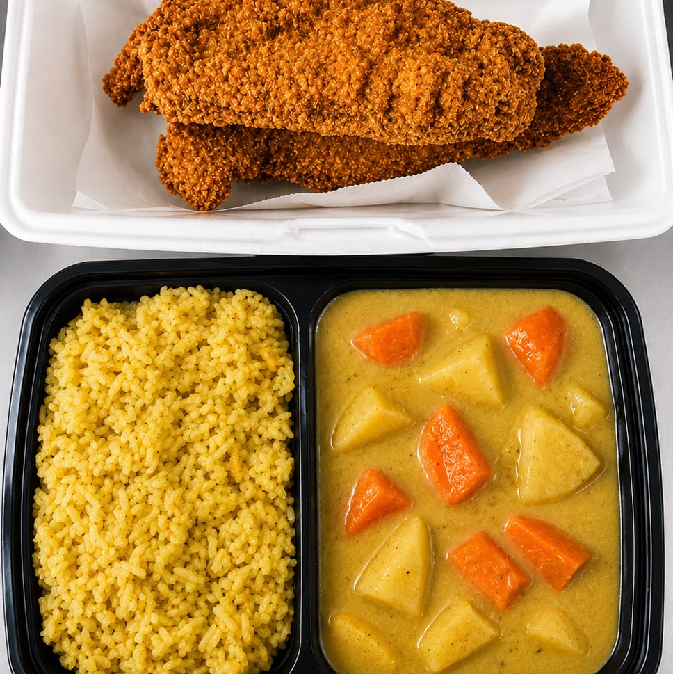 Catfish Yellow Curry Platter.