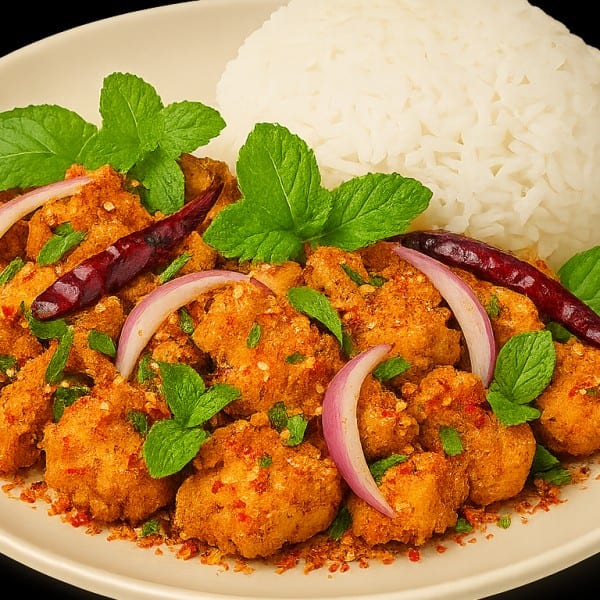 Larb Crispy Chicken Platter.
